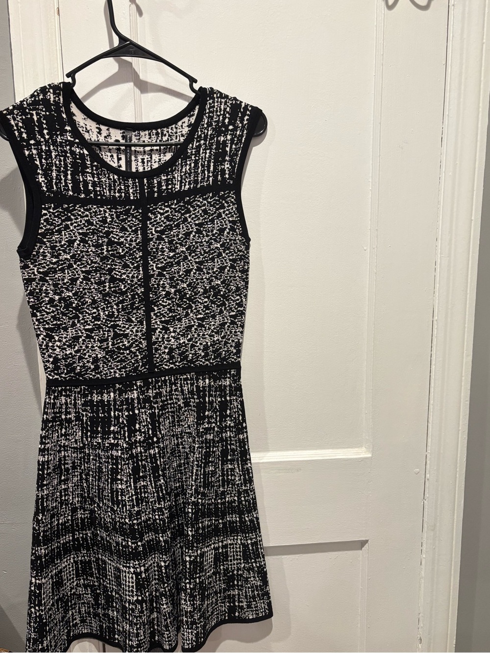 Black and White Knit Fit-and-Flare Dress